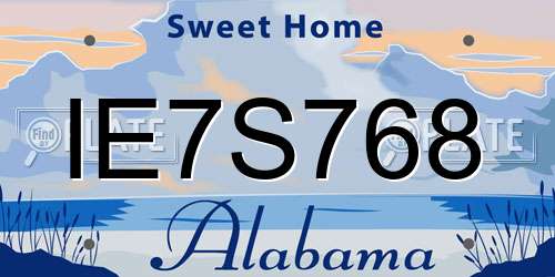 IE7S768 Alabama License Plate