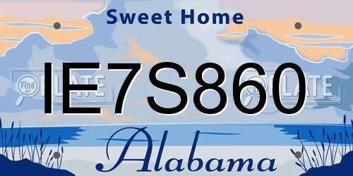 IE7S860 Alabama License Plate