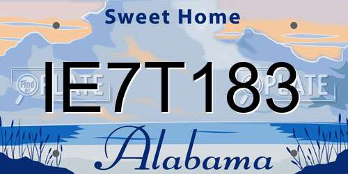 IE7T183 Alabama License Plate