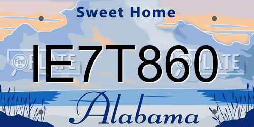 IE7T860 Alabama License Plate