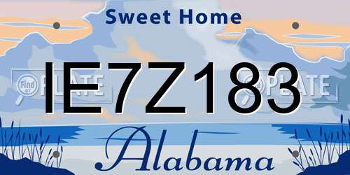 IE7Z183 Alabama License Plate