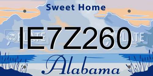 IE7Z260 Alabama License Plate