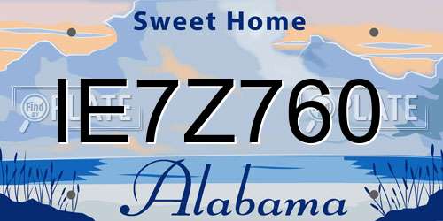 IE7Z760 Alabama License Plate