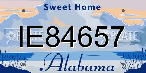 IE84657 Alabama License Plate
