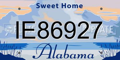 IE86927 Alabama License Plate