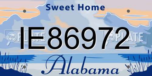 IE86972 Alabama License Plate
