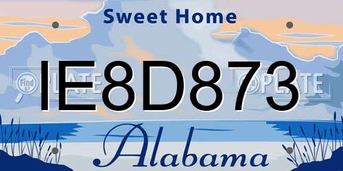 IE8D873 Alabama License Plate