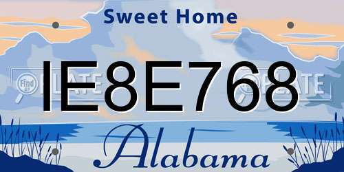 IE8E768 Alabama License Plate