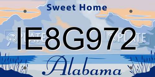 IE8G972 Alabama License Plate