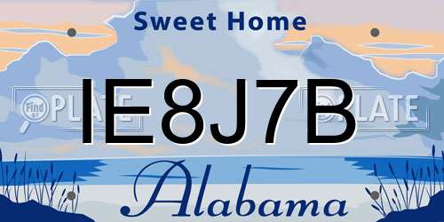 IE8J7B Alabama License Plate