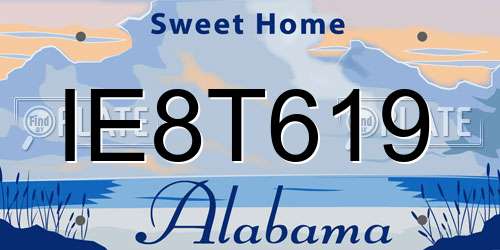 IE8T619 Alabama License Plate
