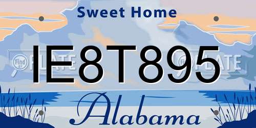 IE8T895 Alabama License Plate