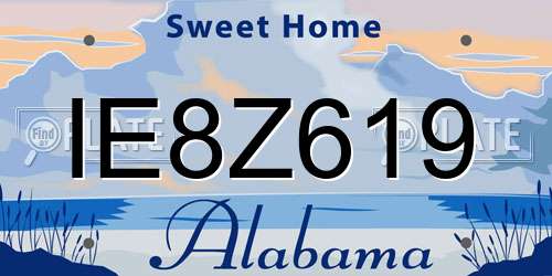 IE8Z619 Alabama License Plate