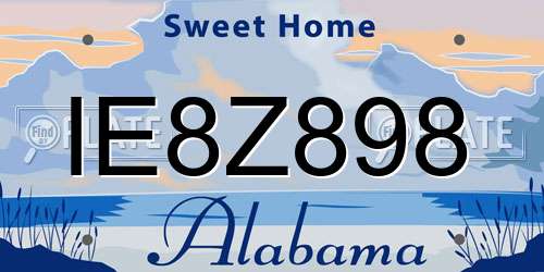 IE8Z898 Alabama License Plate