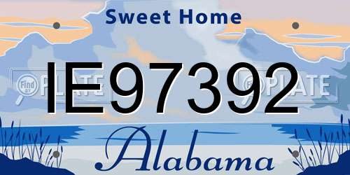 IE97392 Alabama License Plate