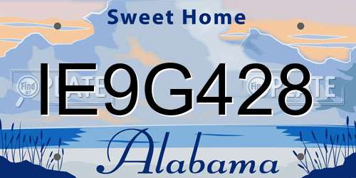 IE9G428 Alabama License Plate
