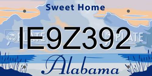 IE9Z392 Alabama License Plate