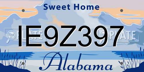 IE9Z397 Alabama License Plate