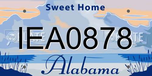 IEA0878 Alabama License Plate