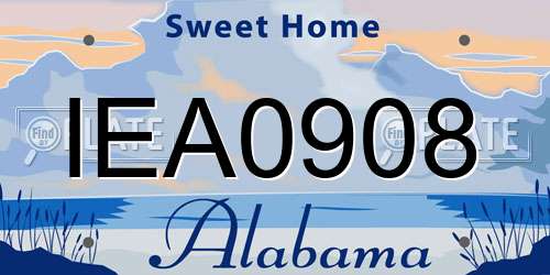 IEA0908 Alabama License Plate