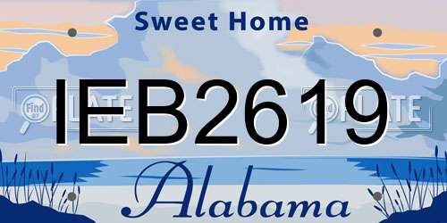 IEB2619 Alabama License Plate