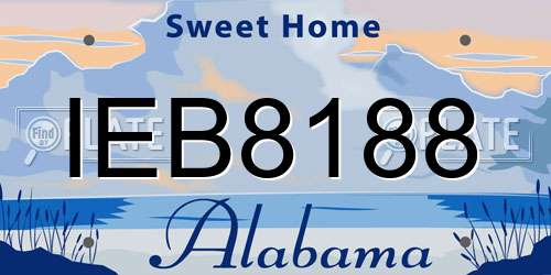 IEB8188 Alabama License Plate