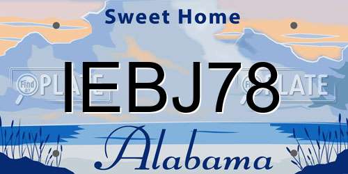 IEBJ78 Alabama License Plate