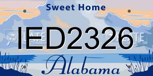 IED2326 Alabama License Plate