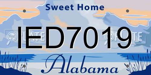 IED7019 Alabama License Plate