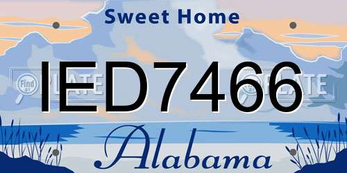 IED7466 Alabama License Plate