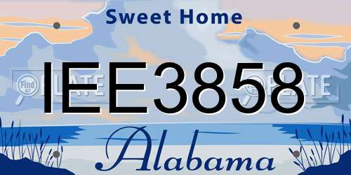 IEE3858 Alabama License Plate