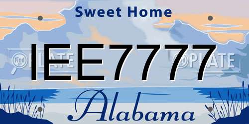 IEE7777 Alabama License Plate