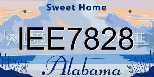 IEE7828 Alabama License Plate