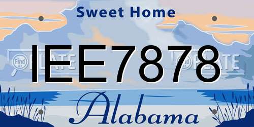 IEE7878 Alabama License Plate