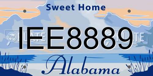 IEE8889 Alabama License Plate