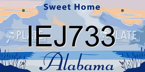 IEJ733 Alabama License Plate