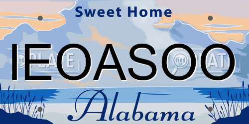IEOASOO Alabama License Plate