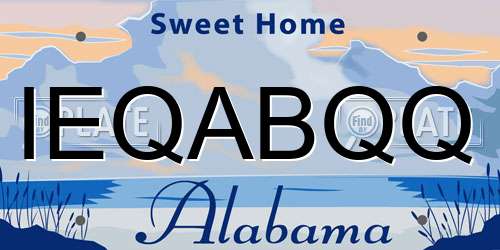 IEQABQQ Alabama License Plate