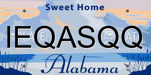 IEQASQQ Alabama License Plate