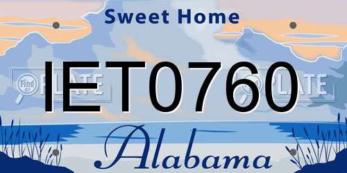 IET0760 Alabama License Plate