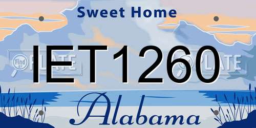 IET1260 Alabama License Plate