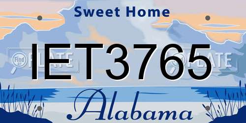 IET3765 Alabama License Plate