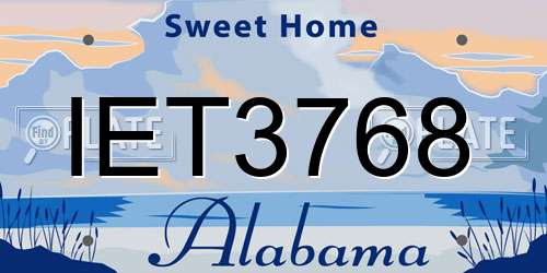 IET3768 Alabama License Plate
