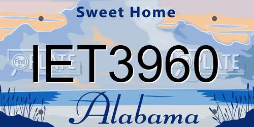 IET3960 Alabama License Plate