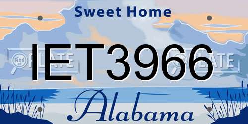 IET3966 Alabama License Plate
