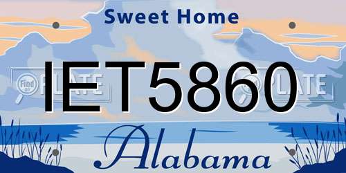 IET5860 Alabama License Plate