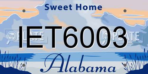 IET6003 Alabama License Plate