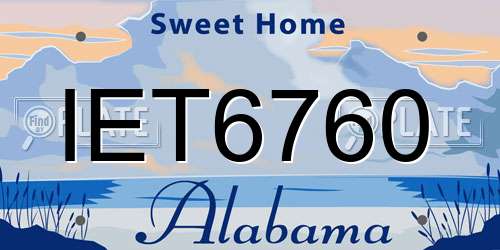 IET6760 Alabama License Plate