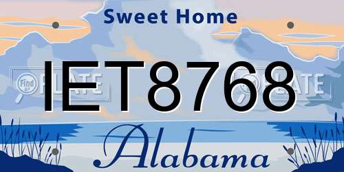 IET8768 Alabama License Plate