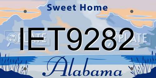 IET9282 Alabama License Plate